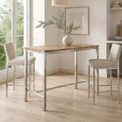 Ellis 55" Dining Table, Brown Wood and Steel