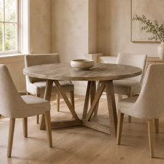 Hollis 60" Round Dining Table, Brown