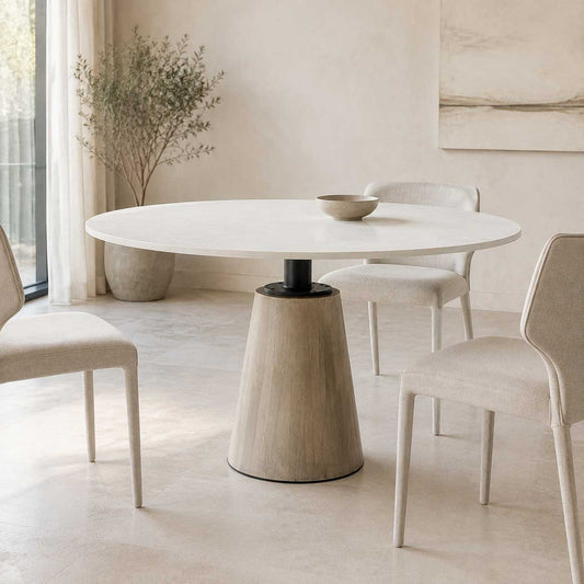 Marlow 48" Round Marble Dining Table, White