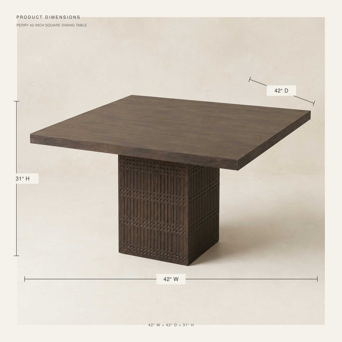 Perry 42" Square Dining Table, Brown Mango Wood