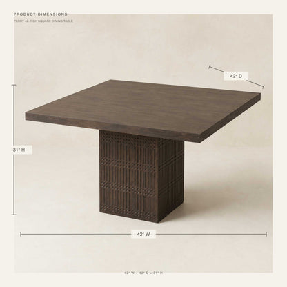 Perry 42" Square Dining Table, Brown Mango Wood