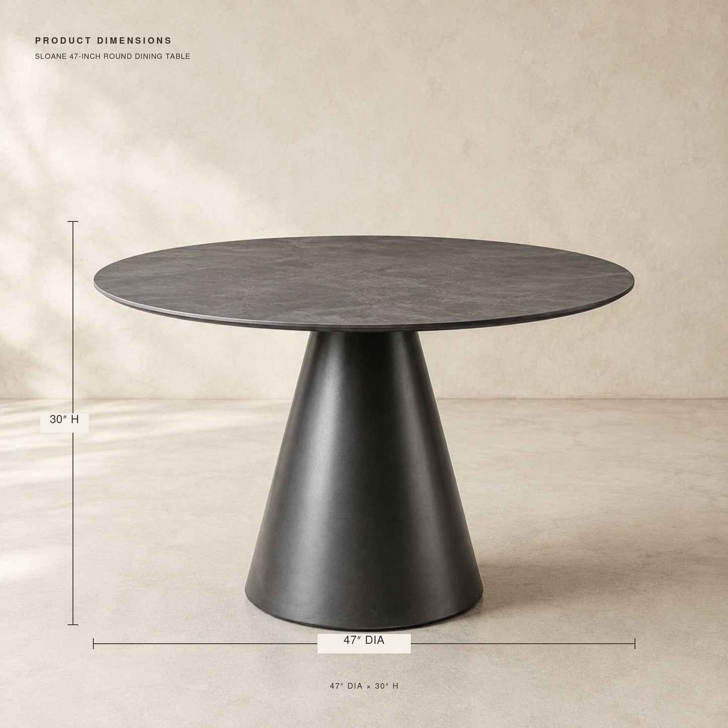 Sloane 47" Round Dining Table, Gray